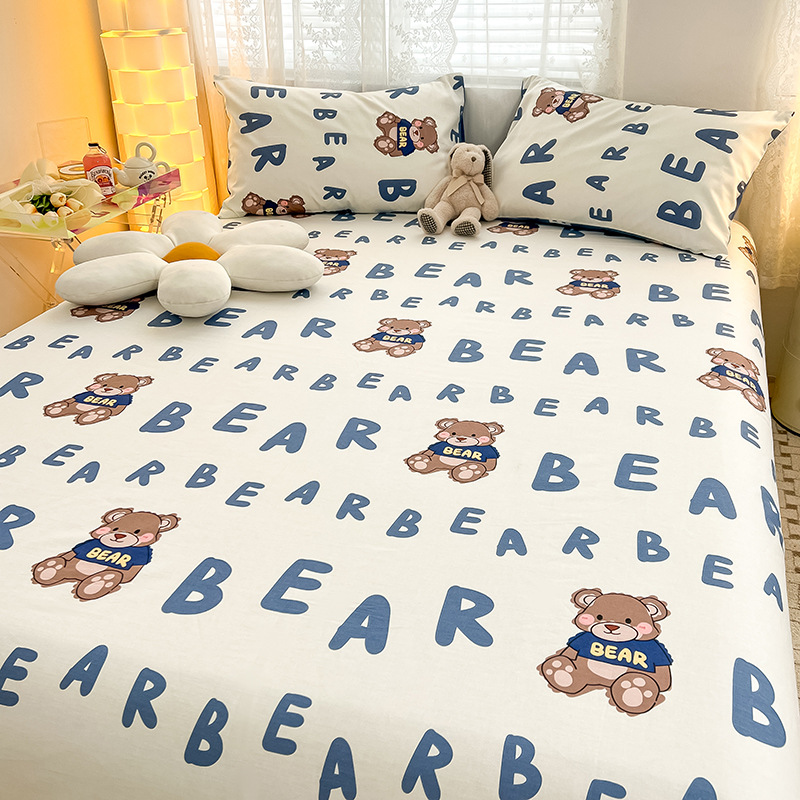 Nuevas sábanas de algodón lindo para niños de una sola pieza de algodón, dormitorio de estudiantes individual, traje de tres piezas de 1,5 metros, verano