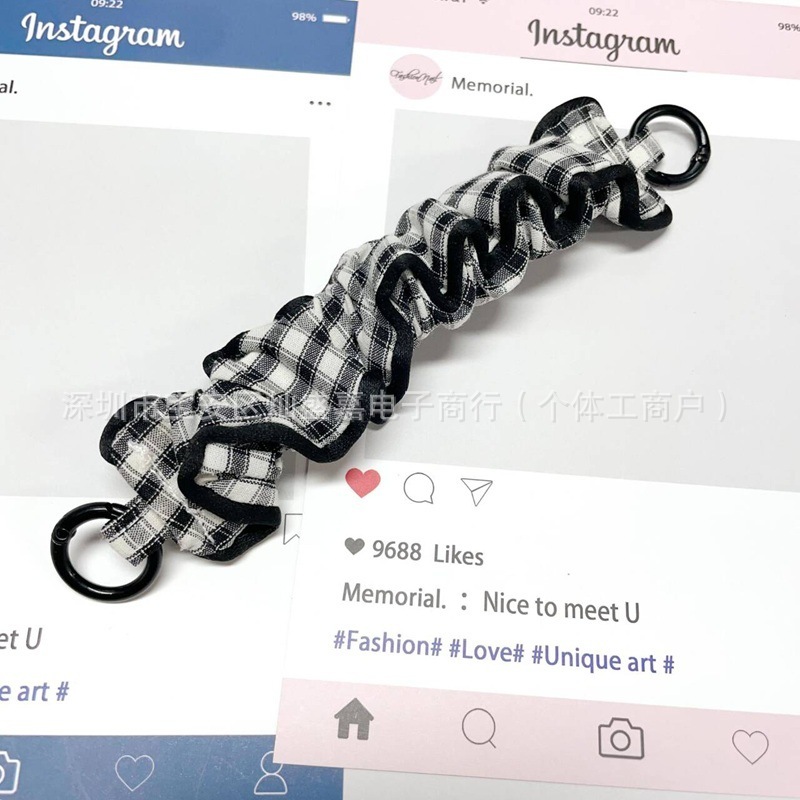 新款ins彩色糖果色miu系格子弹力手腕手机壳挂件配饰潮包挂饰挂件|undefined