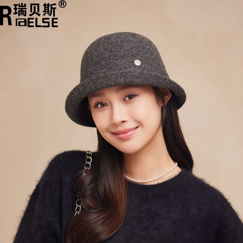 韩版新款秋冬季卷边圆顶小礼帽女显脸小时尚羊毛盆帽保暖针织帽子|undefined
