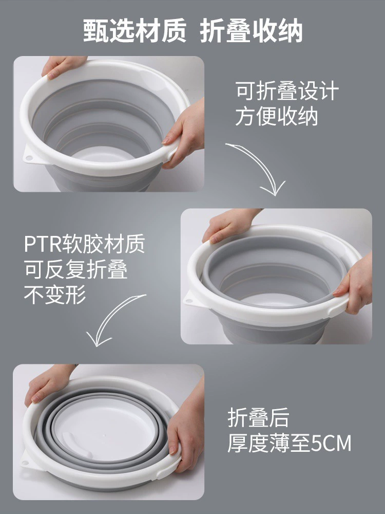 Handheld silicone plastic universal bucket for traveling for home use