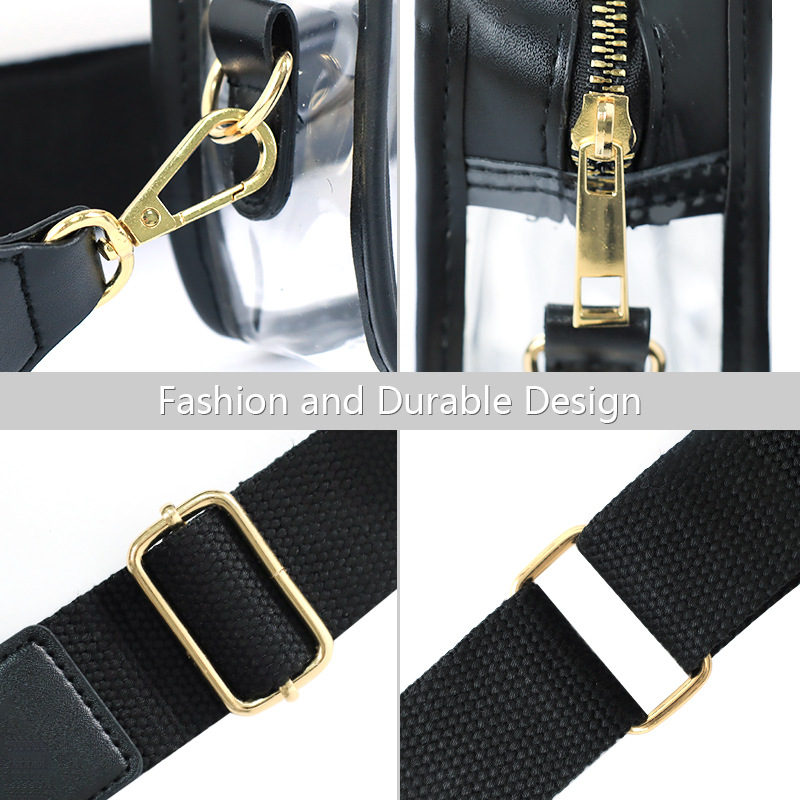 Women's Medium Pvc Solid Color Streetwear Transparent Square Zipper Crossbody Bag display picture 6
