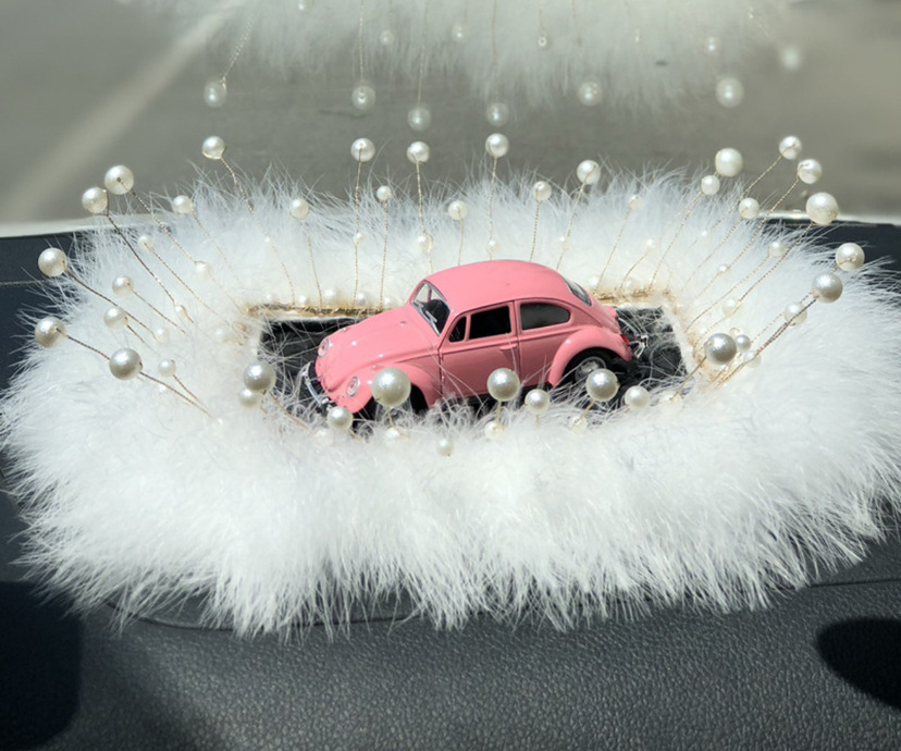 Coches con caja de automóviles creativos lindos diamantes adornos de automóviles de mujer hermosa decoración interior caja de extracción de pelo blanco