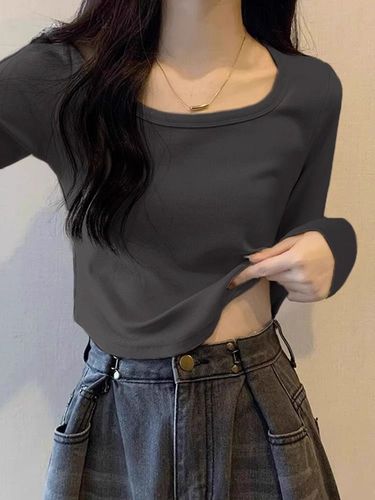 240g cashmere V-neck long-sleeved women's winter T-shirt with straight drop hem and tailored base layer top