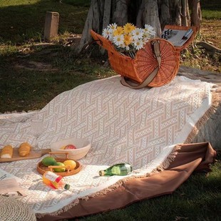 Camping Picnic Mat Ins Cloth Moisture-Proof Thickeneded Tent Floor Mat Beach Blanket French Outdoor Supplies Photo