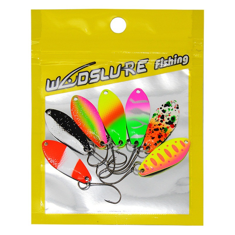 Luya lentejuelas de colores 7 unids lentejuelas de metal cebo duro cebo trucha de agua dulce caballo boca lentejuelas