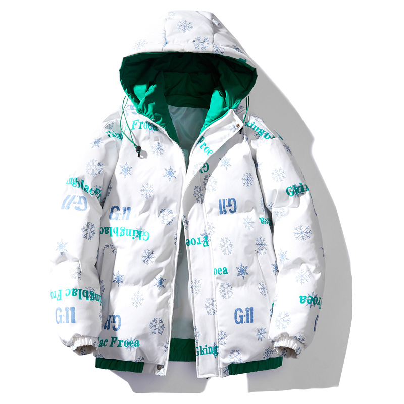 Abrigo de invierno acolchado de algodón con capucha para hombres a prueba de viento cálido forrado de lana engrosada chaqueta acolchada de algodón para hombres jóvenes abrigo de algodón acolchado casual logotipo imprimible