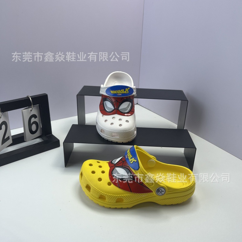 Transfronteriza explosiva transmisión en vivo exclusiva para dibujos animados Spider-Man estrella agujero zapatos personales para niños zapatillas respirables antideslizantes