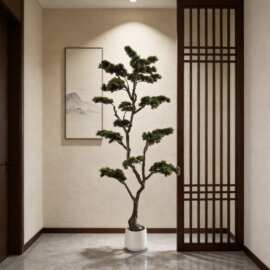 美人松仿真绿植盆栽家居落地饰品摆件迎客松现货装饰高仿真松树