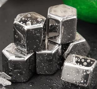 In stock iced artifact hexagonal stainless steel ice cube ice particles whiskey quick-frozen ice wine Stone ice clip