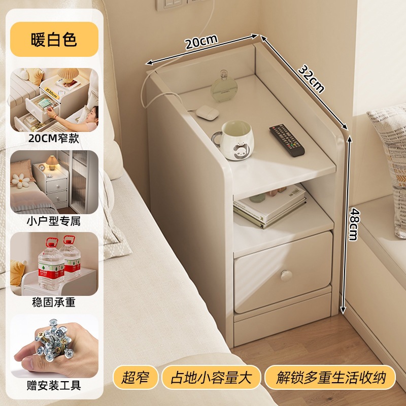 Tablero de cabecera pequeño gabinete de almacenamiento en un dormitorio junto a la cama muy estrecho pequeño gabinete de hendidura simple mini estante de almacenamiento