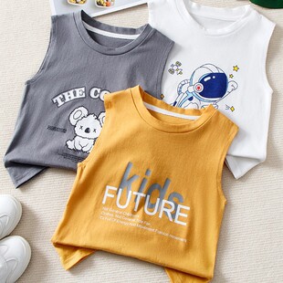 Boys' Vest Spring and Autumn Thin Pure Cotton Children's Vest suit Girls' Bottoming Inner Wear Baby's Summer Sleeveless Top