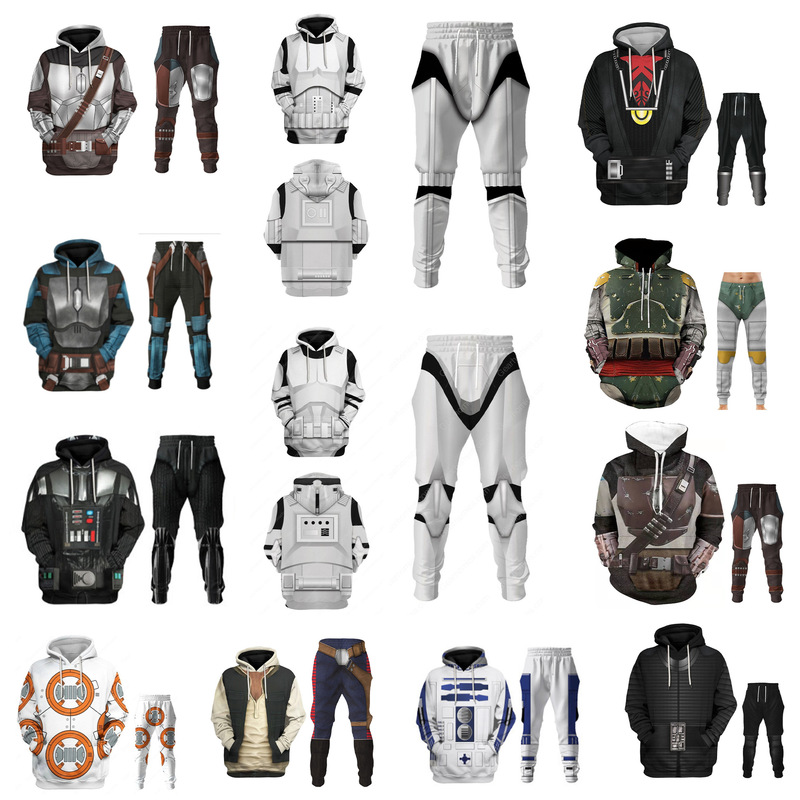 2025 New Xqdz Men's and Women's Mdlr Adult Bounty Hunter Cos Trendyy Sweatshirt Pants Suit Movie Peripherals