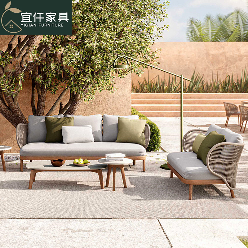 北歐戶外沙發防水庭院花園藤椅三件套組合休閒藤沙發別墅陽台