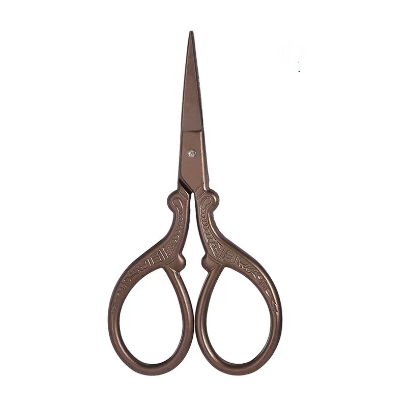 Tijeras pequeñas retro con diseño de grulla dorada, creativas y de estilo transfronterizo, para cortar hilos de punto de cruz, arte del té doméstico, decoración de hojas de té y uso estético.