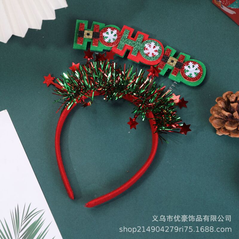 跨境热卖圣诞节派对表演新年发箍儿童成人装扮圣诞帽卡通头箍头饰|undefined