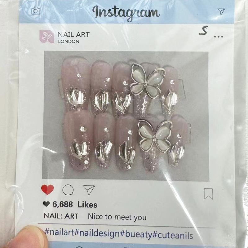 Kaiman desgaste hecho a mano fragmento de uñas con flash diamante Año Nuevo desgaste pieza de uñas puro deseo europeo y americano largo parche de uñas