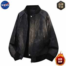 NASA品牌棒球服男士外套秋冬季美式工装潮牌夹克休闲加棉加厚男装