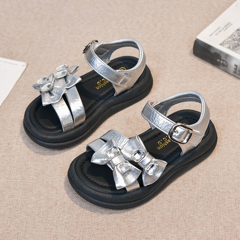 Sandali da bambina alla moda con fiocco, suola morbida, scarpe casual leggere con cinturino regolabile per bambine piccole e grandi, ciabatte estive da spiaggia_voghion.com