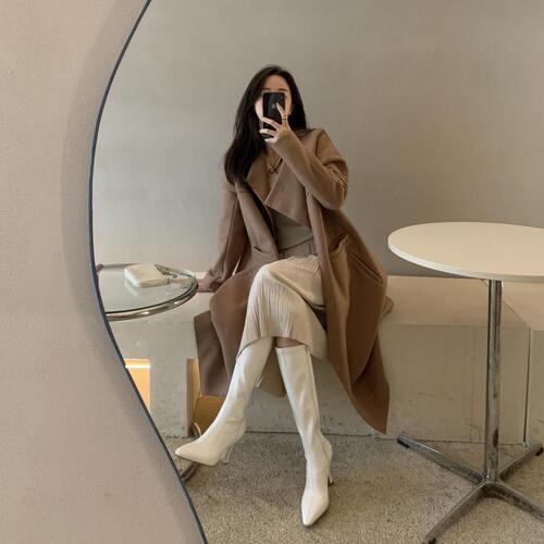 Pointed toe tall slim boots elastic stiletto European and American no-knee high-heeled boots for small people women's boots slimming boots
