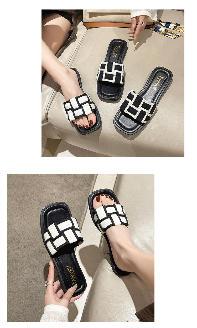 Sandals for women's outer wear 2024 new summer Korean style fashion slippers casual versatile square toe comfortable slippers_voghion.com