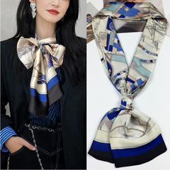 Delicate narrow long silk scarf for women, spring and autumn style, stylish and fashionable, Korean versatile decorative scarf, winter scarf, long scarf