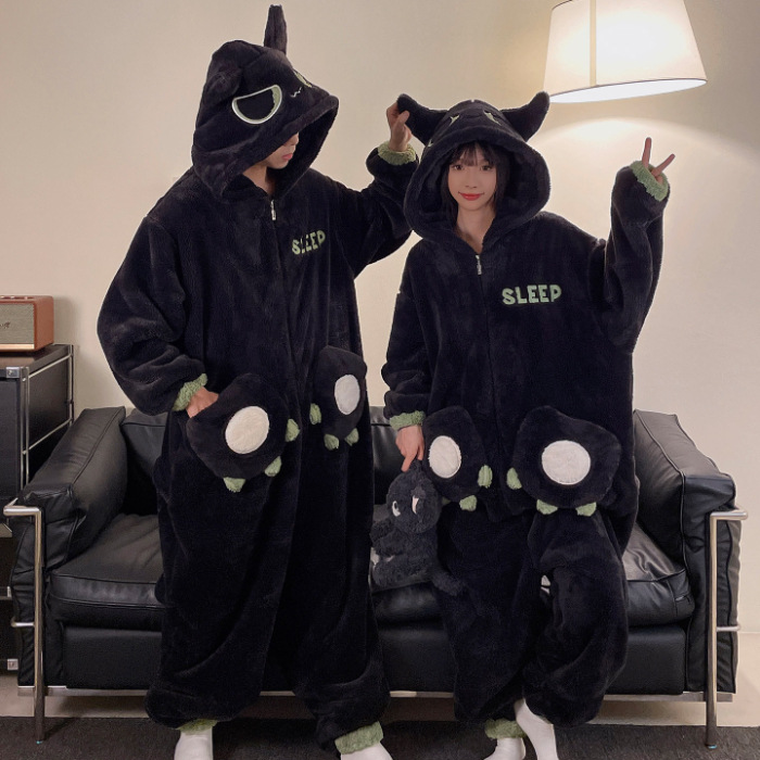 2025 nueva pareja unida hombre pijama de invierno peluche extraño lindo dibujos animados chica ropa de casa conjunto