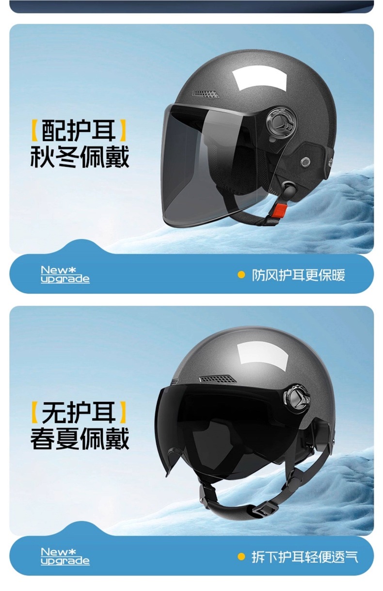 3C certified helmet for men and women, suitable for electric bikes and motorcycles, suitable for all seasons, summer sun protection, lightweight and breathable