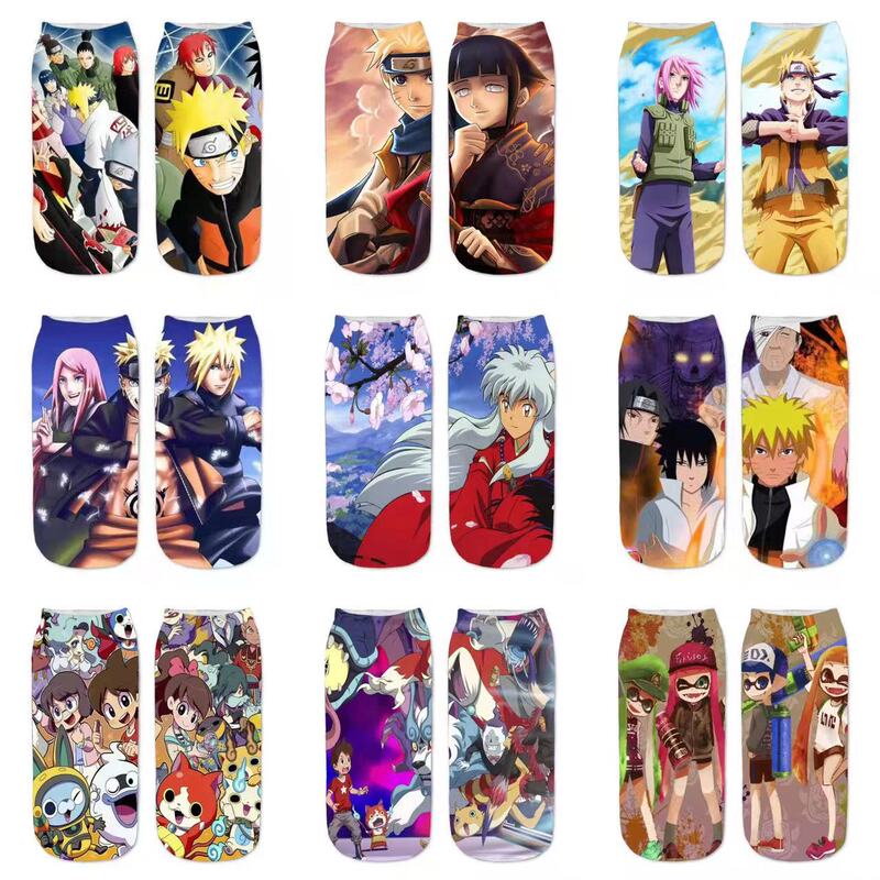 Naruto animation cartoon 3d printing peripheral socks cross-border for Amazon boat Socks personality creative short tube