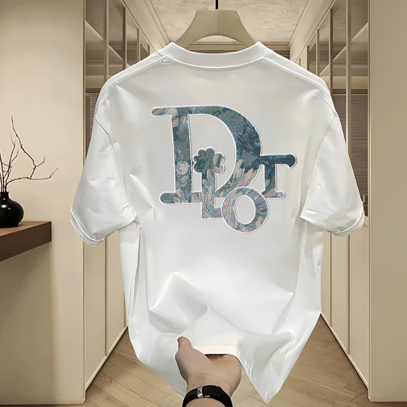 Heavy Cotton Summer Short-sleeved T-shirt Men's All-match Loose Casual plus size Letter Printed Cool Crewneck T-shirt Heavy Cotton Summer Short-sleeved T-shirt Men's All-match Loose Casual plus size Letter Printed Cool Crewneck T-shirt