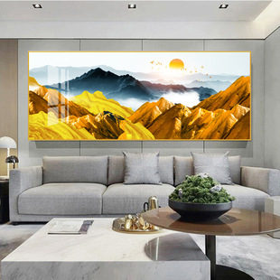 日照金山挂画沙发背景墙客厅玄关装饰画办公室金山靠山图装饰画-阿里巴巴