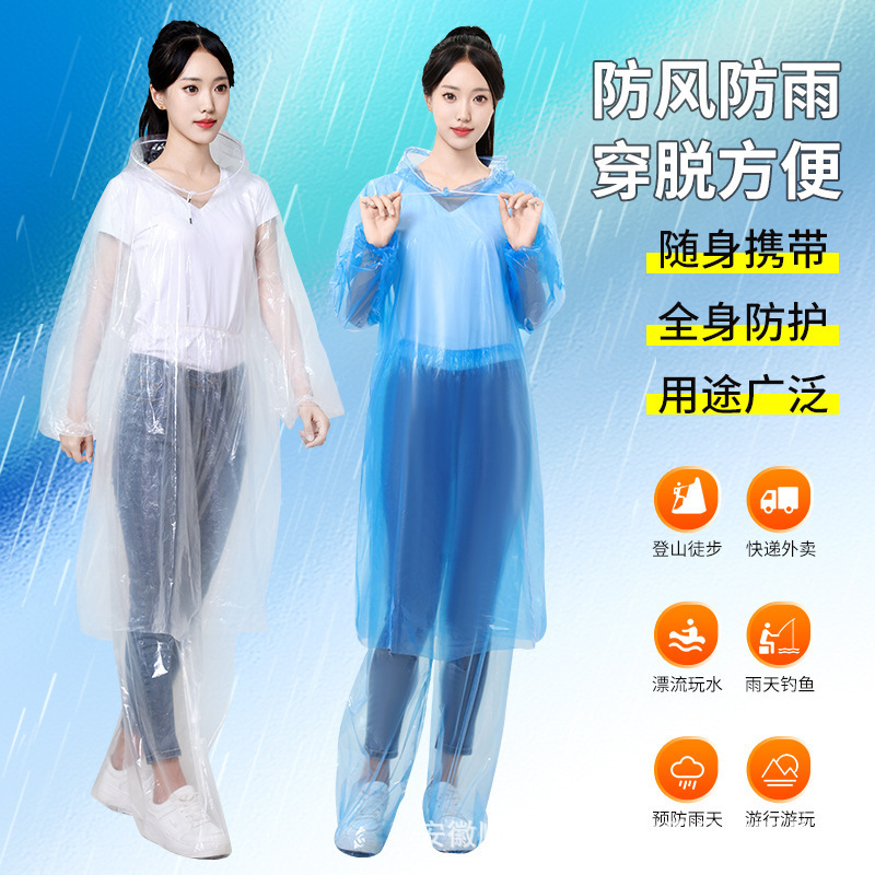 Disposable Raincoat and Rain Pants Set, Split Pe Adult Style, Thickened and Extended Full-Body Waterproof Rain Pants for Rafting