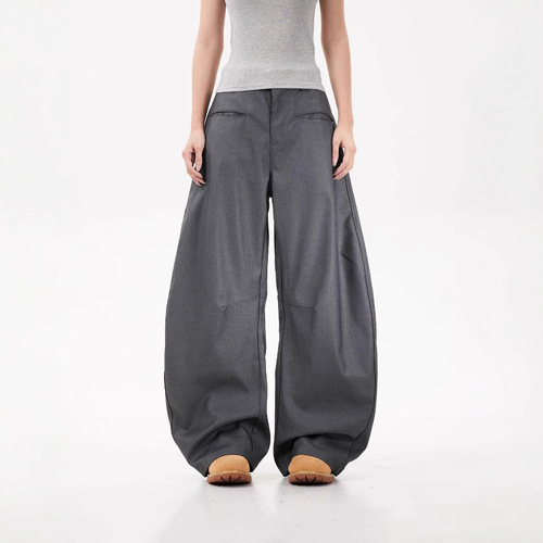 Women's 2025 Spring and Autumn High-End Niche Relaxed Bending Knife Style Versatile Slimming Wide Leg Long Pants
