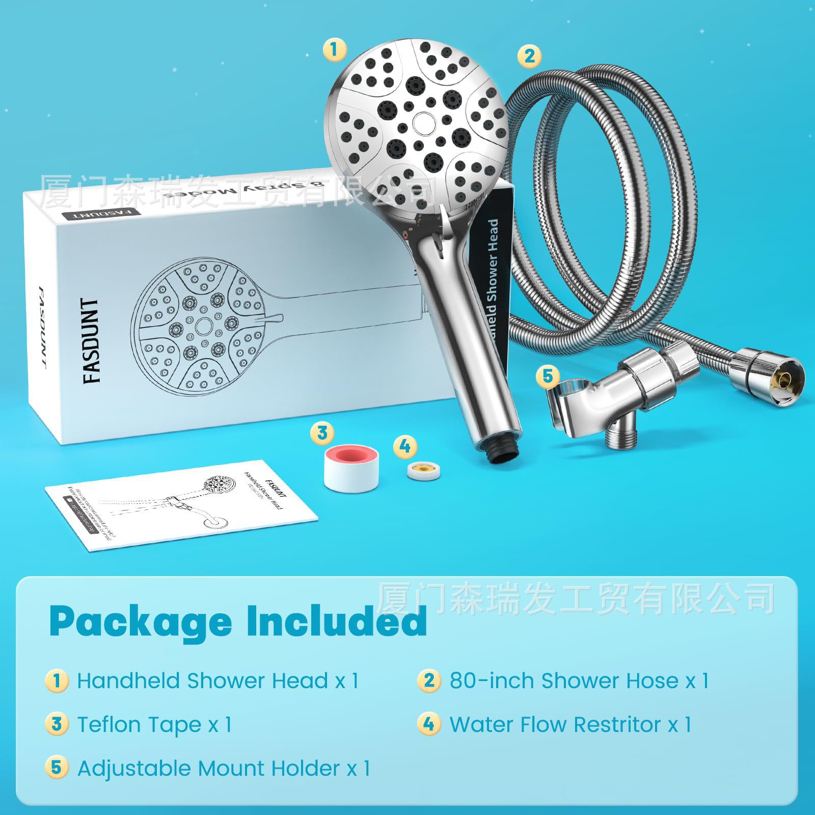 Juego de Ducha Europeo Transfronterizo de 8 Funciones con Presión, Cabezal de Ducha de Lluvia, Ducha de Mano