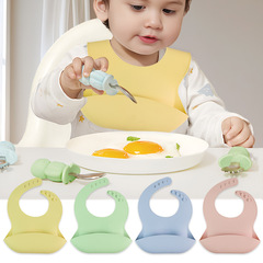 Baby 3D Silicone Bib, Baby Solid Color Washable Drool Bib, Waterproof and Stain-Proof Children's Food Bib
