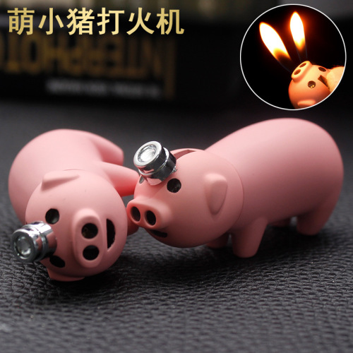Internet celebrity creative piggy double fire inflatable lighter birthday gift wholesale