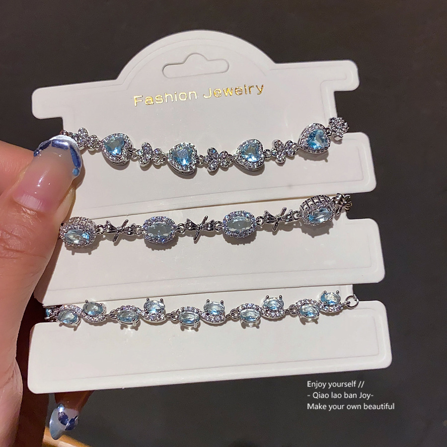 Zircon Oval Bow Bracelet, Exquisite, Light Luxury, High-End Bracelet, Fashionable Niche Design Jewelry for Women Wholesale