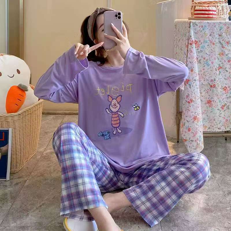 新款睡衣女秋季长袖长裤卡通薄款大码可爱少女款春夏季家居服套装|undefined