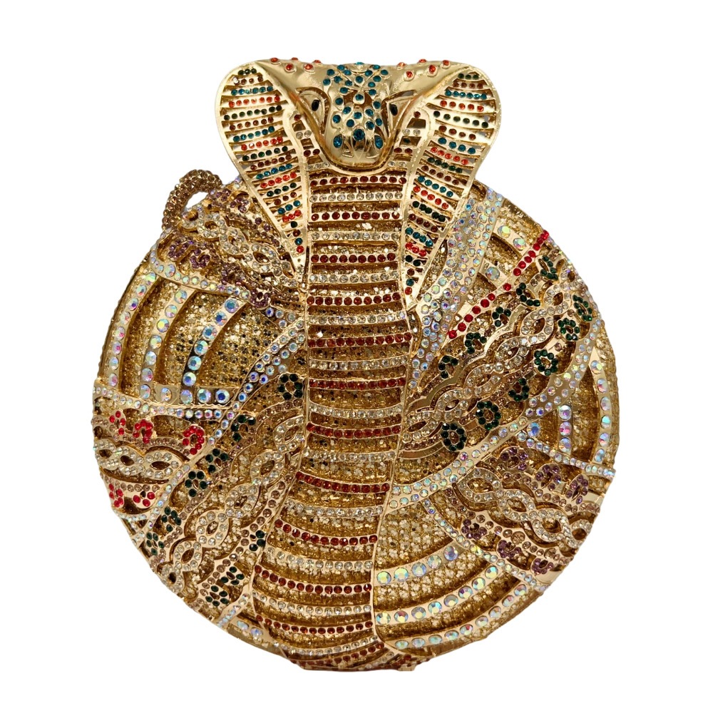 Cobra Rhinestone bolsa hueco cobra egipcio diamantes bolsas de banquete diamantes bolsas de mano de mujer