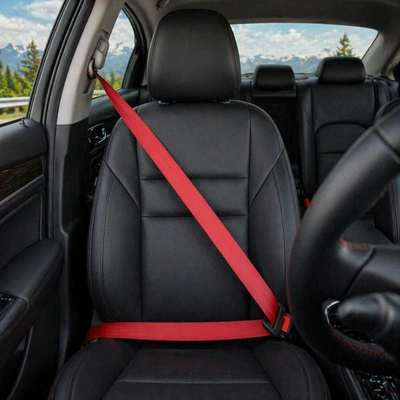 Car seat belt a length and width of - red
