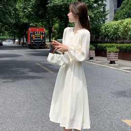 秋季2025新款温柔风连衣裙女长袖仙女长裙小个子法式初秋气质裙子