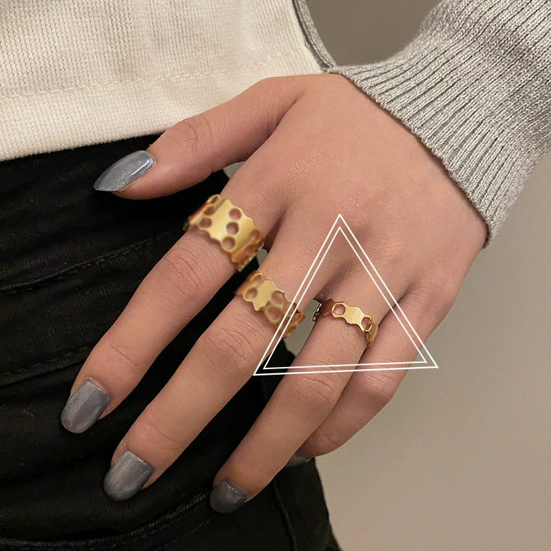(Cross-border trading), fashionable one size retro golden ring, on index finger, simple and elegant design