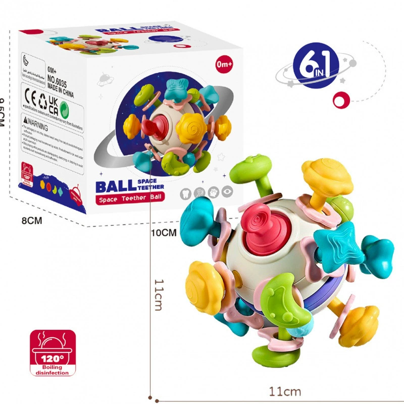 Манхэттенский атомный шар, космический прорезыватель для зубов, ручной мяч для прорезывания зубов, мягкий клей, вареный детский захватывающий обучающий игрушка