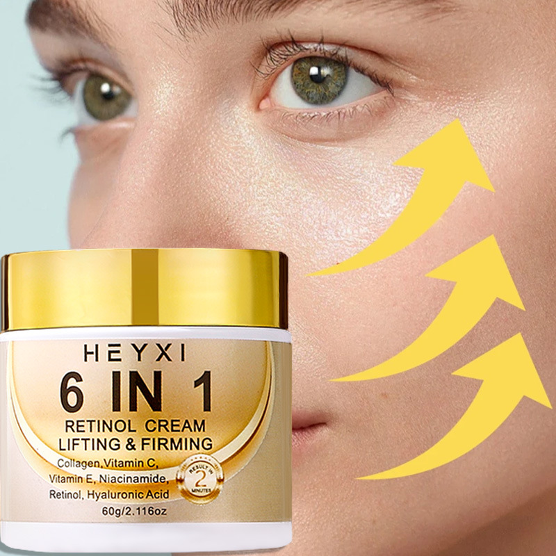 [Exclusivo a través de la frontera] 6 en 1 crema facial estirante e hidratante firme, suave y uniforme color de la piel retinol ácido hialurónico image 3