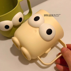 マウスウォッシュカップ、家庭用歯ブラシカップ、かわいいカップル学生寮インクリエイティブハンドル歯ブラシ