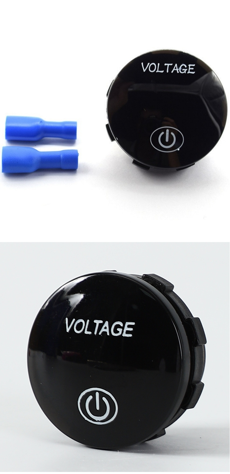 Car-Mounted Circular Led Digital Display Voltmeter with Touch Screen Switch, Dc Voltage Detection Instrument for Car and Motorcycle Modification