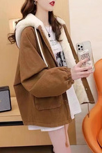 加绒加厚连帽牛仔外套女2025新款秋冬爆款宽松慵懒风派克服