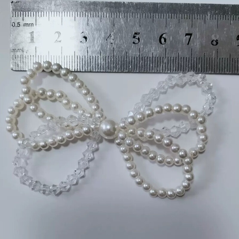 Vintage Crystal Bow Woven Pearl Glass Double Layer Bow Accessories DIY Clothing Shoes Hat Accessories