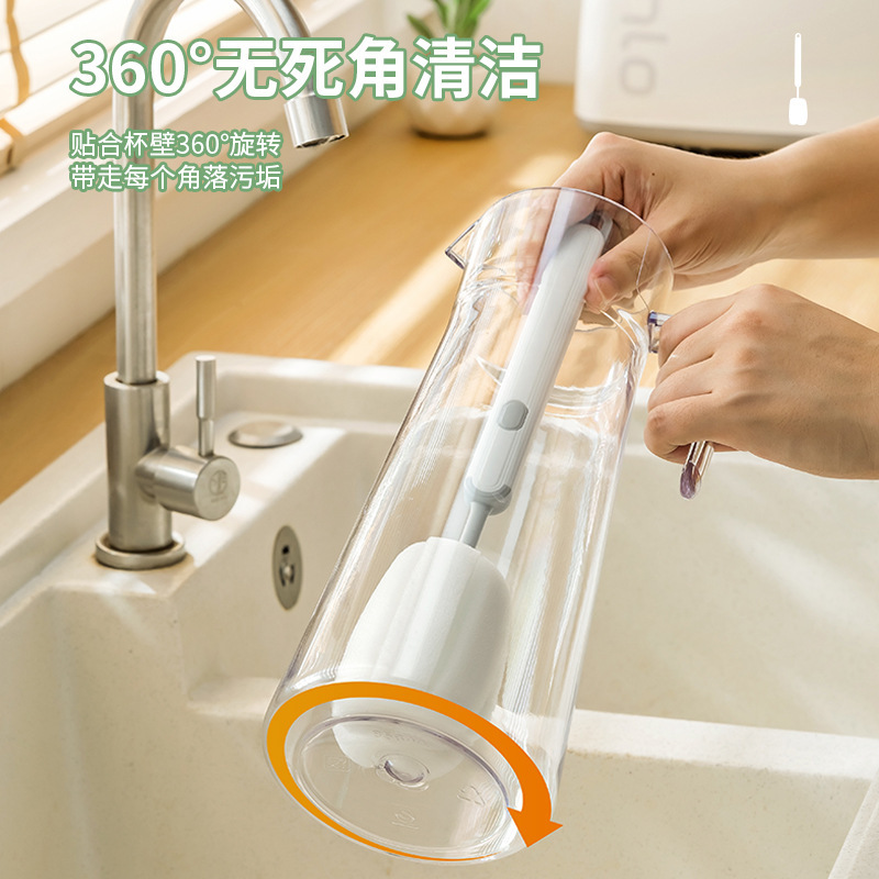 カップブラシロングハンドル家庭用カップ洗浄ブラシ特別なアーティファクトボトル洗浄ブラシ水カップブラシクリーニング除染スポンジブラシ卸売|undefined