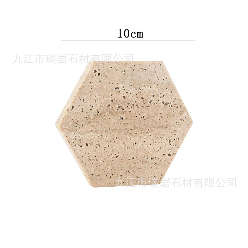 Posavasos de mármol de travertino natural de Amazon transfronterizo al por mayor, posavasos de café de whisky, accesorios de tiro absorbentes