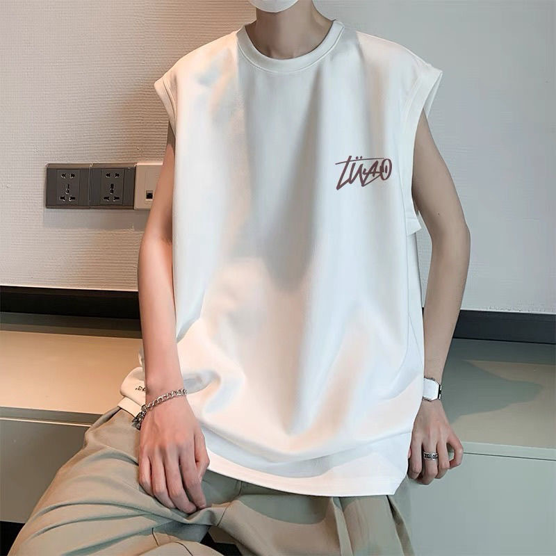 American Style Vest for Boys 2025 New Summer Casual Sports Loose Simple Sleeveless T-Shirt Trendy Brand